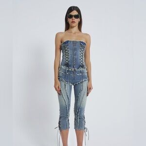 Jaded London Blue Denim Jumpsuit